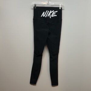 Nike dri Fit Women's XS Black Leggings bottom half is sheer athletic running EUC